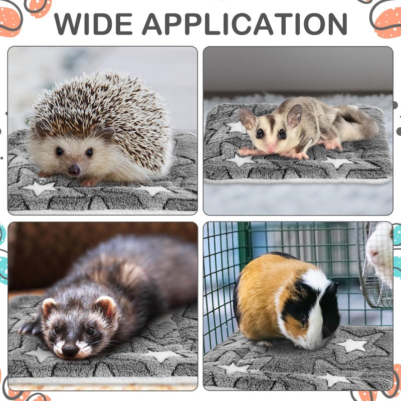 Haull 4 Pcs Waterproof Guinea Pig Bedding Guinea Pig Bed Plush Cage Liners Soft Rabbit Dog Cat Mat Reversible Cozy Winter Animal Pee Pad Hamster Bunny Mat Accessory(Gray Star,13 x 10 Inch) - Image 4