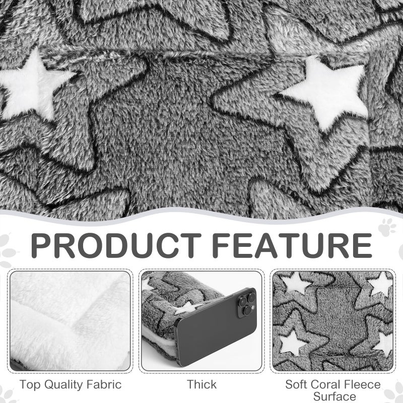 Haull 4 Pcs Waterproof Guinea Pig Bedding Guinea Pig Bed Plush Cage Liners Soft Rabbit Dog Cat Mat Reversible Cozy Winter Animal Pee Pad Hamster Bunny Mat Accessory(Gray Star,13 x 10 Inch) - Image 3