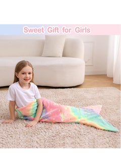 KASTWAVE Kids Mermaid Tail Blanket, Mermaid Tail Blankets Glow in The Dark, Flannel Mermaid Blanket, Mermaid Tail Wearable Blanket, Luminous Unicorn Super Soft Tie Dye Girls Toys, Girls Toddlers Mermaid Toys  - Image 4