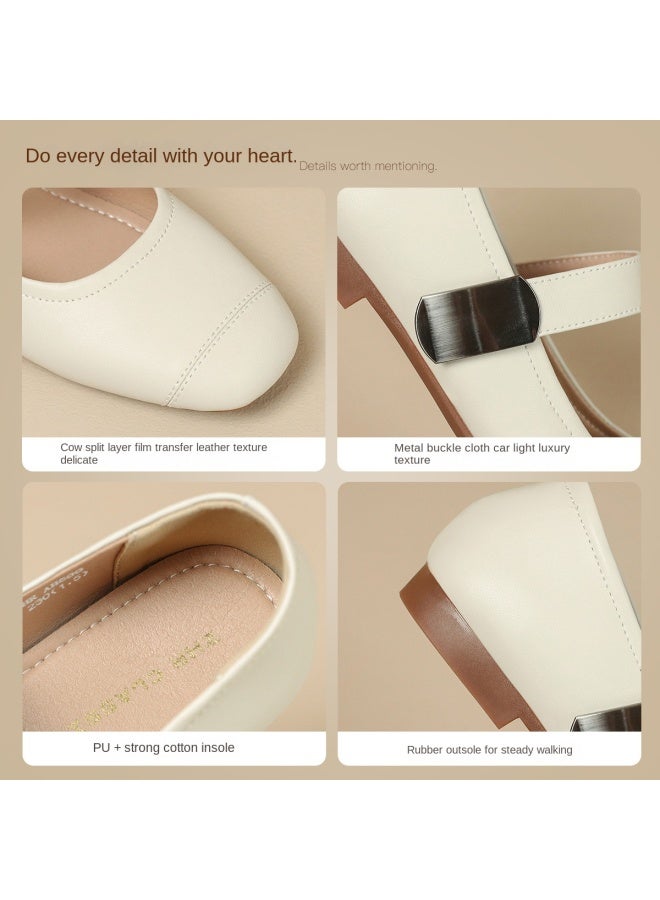 ZHR Spliced Toe】 Fashion Shoes Slip-on Women's Shallow Mouth Single Shoes, Ladies Summer Mary Jane Women's Shoes, Women's Single Shoes - Image 5