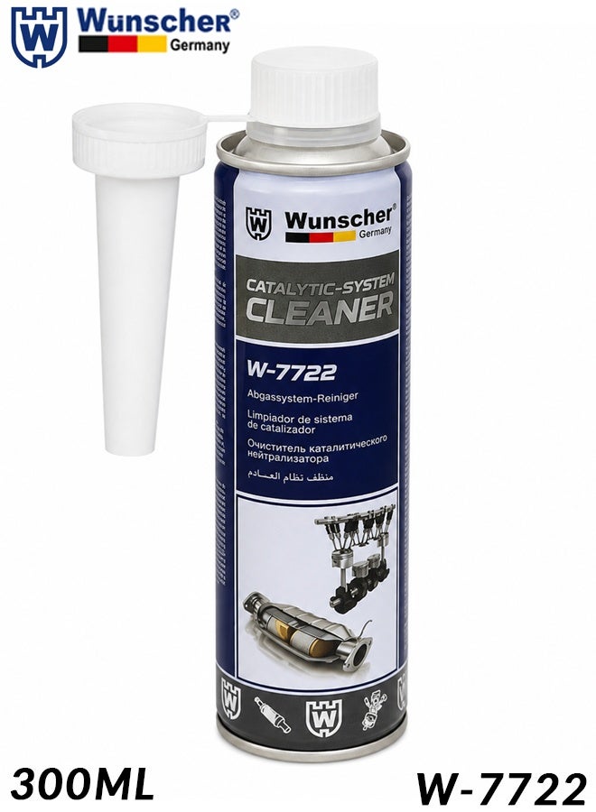 Wunscher Catalytic System Cleaner W-7722 300ML, Catalytic Converter & DPF Cleaner, Fuel System & Injection Cleaner for Petrol Diesel Engines, Carbon Deposit & Soot Remover, Exhaust System Treatment, Engine Care Additive - Image 1