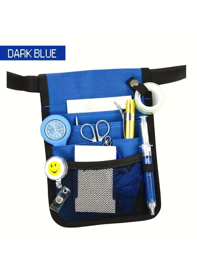 Blue Nurse Belt Bag Multi Compartment Tool Organizer Adjustable Belt Scissors Slot - Image 3