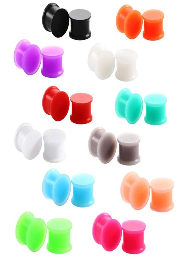 Stuppendux 24PCS Pure Color Solid Hard Silicone Ear Tunnels Gauges Plugs Stretchers Expander Double Flared Flesh Tunnels Ear Piercing Jewelry 1/2" 12mm - Image 1