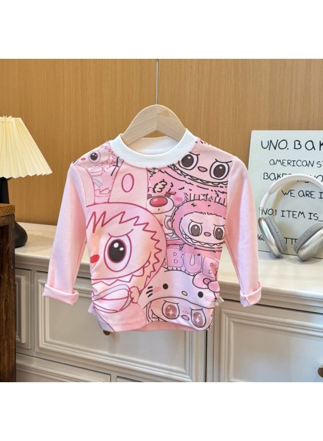 Sweet Style Personalized Korean Style Clothes Cute Cartoon Tops Raglan Color Matching Versatile T-shirts For Boys And Girls Trendy