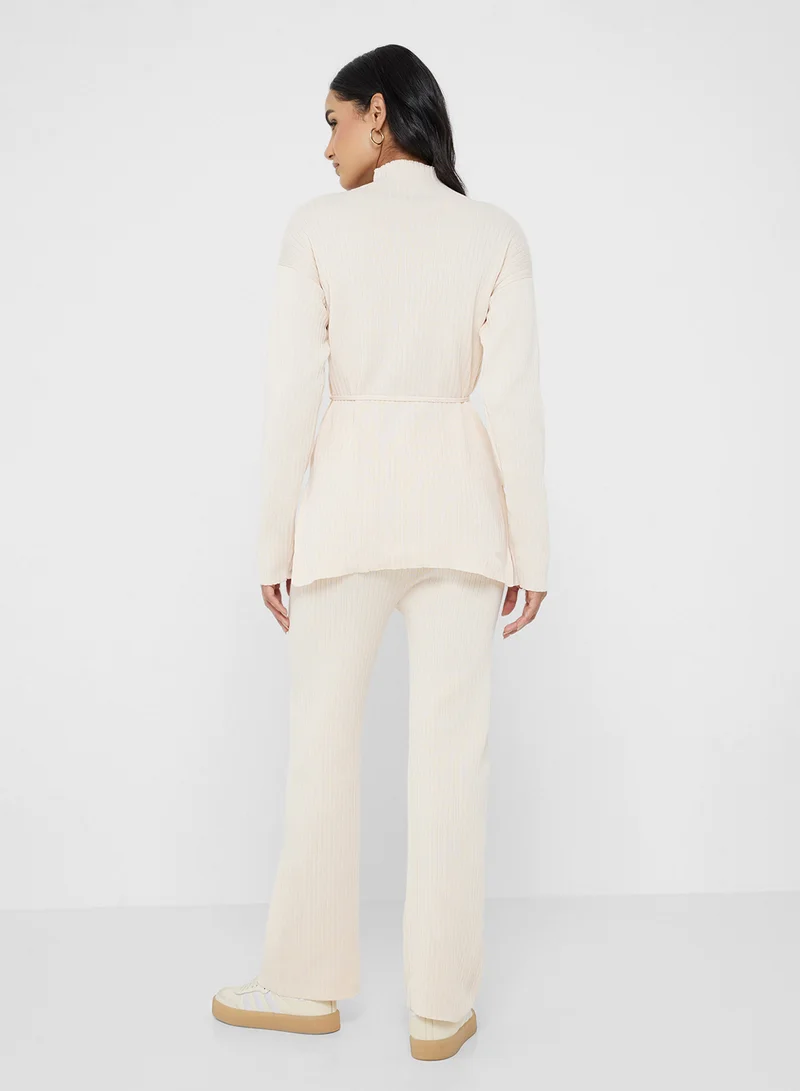 Ginger Basics High Neck Relaxed Fit Wool Blend Sweater & Pant Coord Set