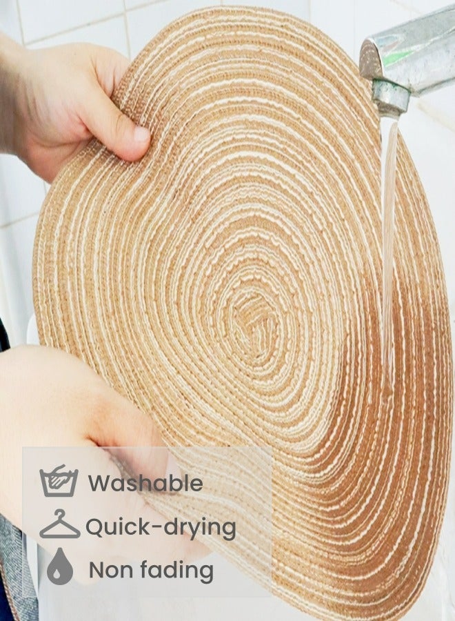 مجموعة مفرش مستديرة مقاومة للماء من الجوت من مفرش طاولة طعام كبيرة الحجم مقاس 4،38 سم ، مقاومة للحرارة ، مضادة للحروق ، قابلة للغسل ، سريعة الجفاف ، امسحها نظيفة ، نشمر وتخزينها ، زخرفة الطاولة ، لطاولة طعام المطبخ ، حفلة عطلة ، زفاف ، مطاعم ، مقاهي ، هدايا (15 بوصة) بني - Image 5