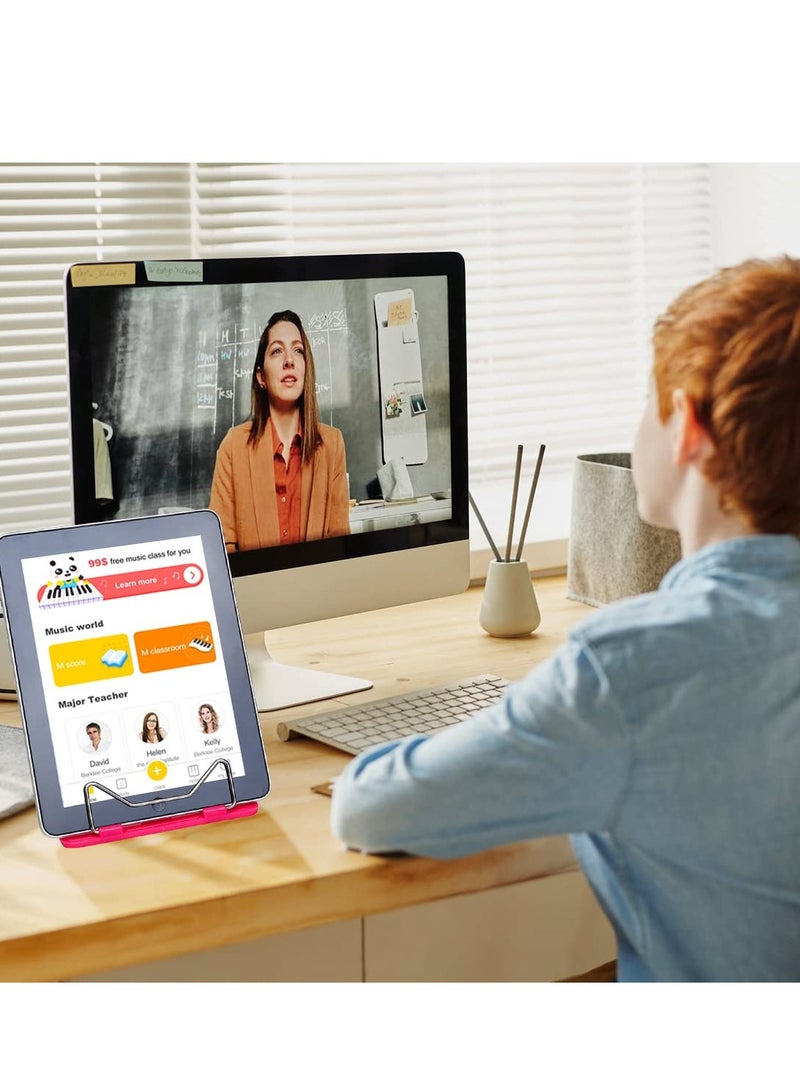 SYOSI Book Stand for Reading, Book Holder Adjustable Cookbook Documents Holder Portable Sturdy Bookstands, for Recipes, Textbooks, Phone, Tablet - Image 5