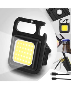 Keychain Flashlight with Bottle Opener, Magnetic Base and Folding Bracket Mini Flashlight 1000 Lumens Rechargeable LED Light Cool White with 4 Modes Multifunctional Pocket Light