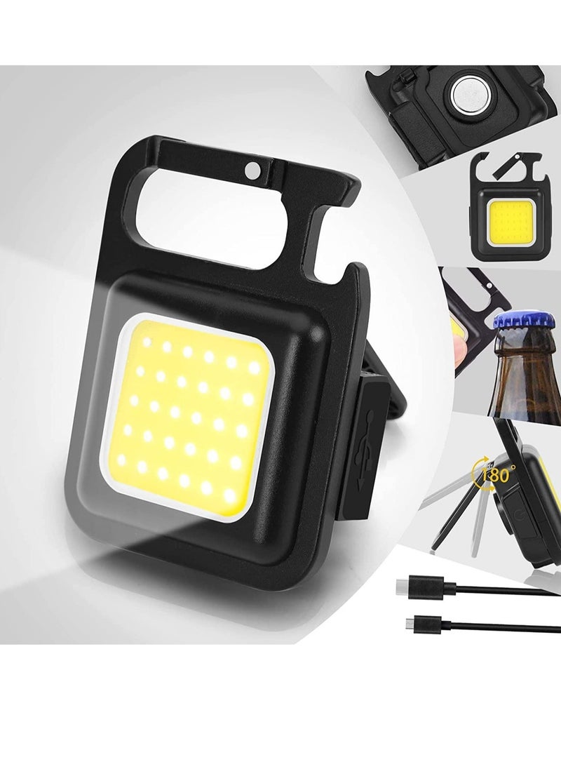 ELTRAZONE - Keychain Flashlight with Bottle Opener, Magnetic Base and Folding Bracket Mini Flashlight 1000 Lumens Rechargeable LED Light Cool White with 4 Modes Multifunctional Pocket Light - Image 1