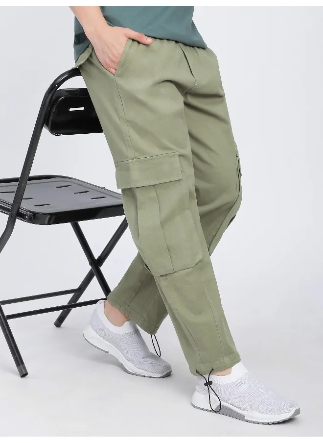 بيونغ Pale Olive Dart Detailed Cargo Pants for men's