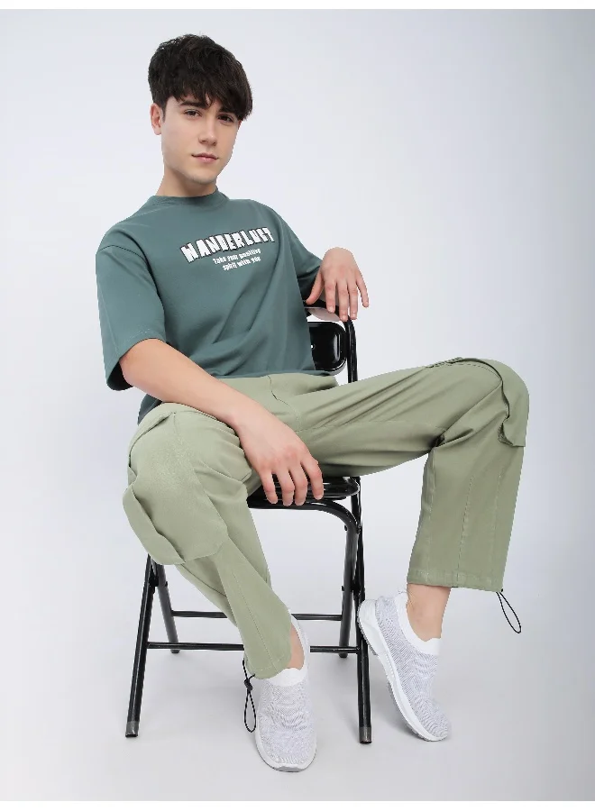 Beyoung Pale Olive Dart Detailed Cargo Pants for men's