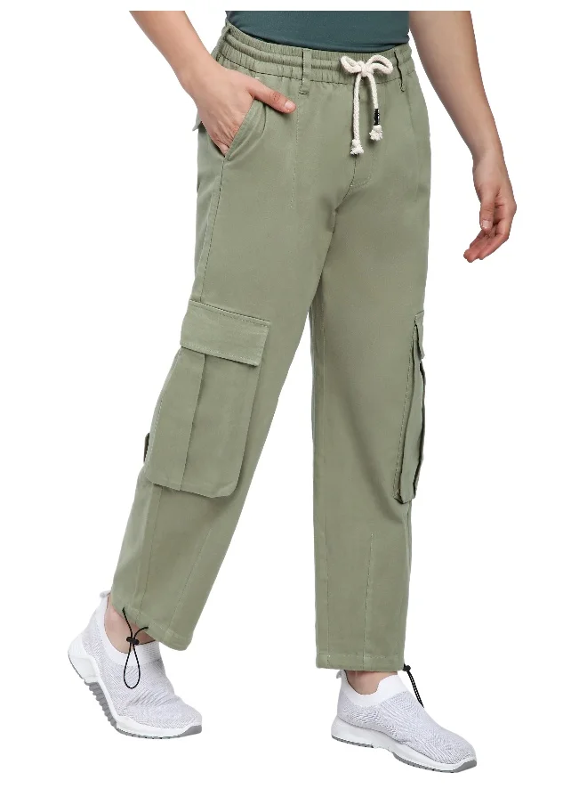 Beyoung Pale Olive Dart Detailed Cargo Pants for men's