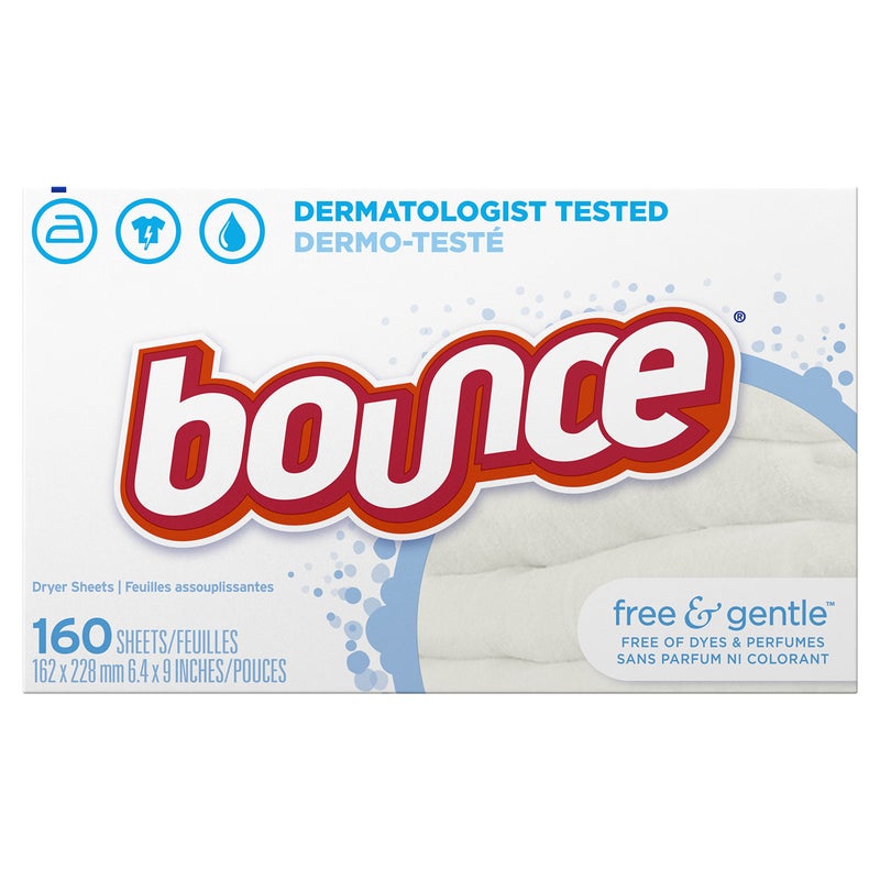 Bounce Fabric Softener Dryer Sheets, Free & Gentle, 160 Count - Packaging May Vary - Image 1