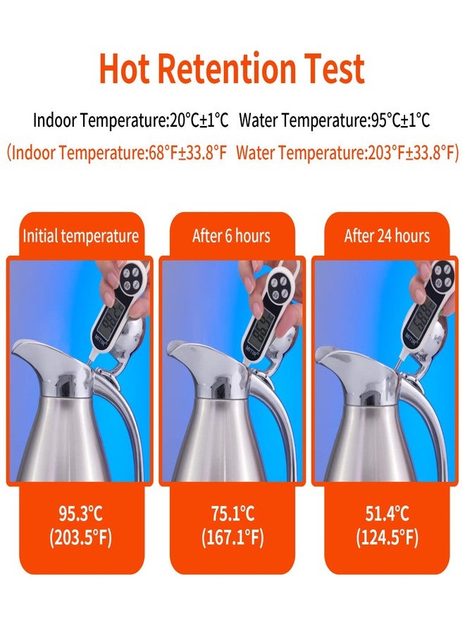 Luvan 2.0L 68oz Food-grade 304 Stainless Steel Thermal Carafe/Double Walled Vacuum Insulated Coffee Pot with Press Button Top,12+ Hrs Heat&Cold Retention,BPA Free,for Coffee,Tea,Beverage etc - Image 4