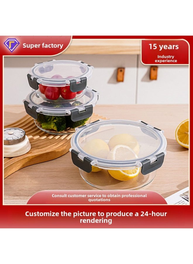 Rectangular High Borosilicate Glass Lunch Box Can Be Heated In Microwave Oven Special Fresh-keeping Box Lunch Box For Office Workers-Specifications:Rectangular Extra Large Two Dividers-Color:High Boron Bowl-black Snap Pp Cover