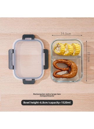 Rectangular High Borosilicate Glass Lunch Box Can Be Heated In Microwave Oven Special Fresh-keeping Box Lunch Box For Office Workers-Specifications:Rectangular Extra Large Two Dividers-Color:High Boron Bowl-black Snap Pp Cover - pzsku/Z4189B787232DE1EA148BZ/45/_/1742978167/82b68d4a-822a-4b7a-b8ed-a1d67e6449ba