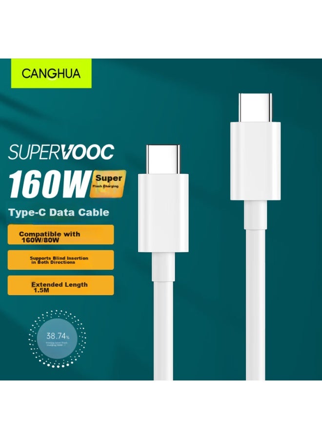 CangHua Compatible With Oppo Data Cable, Vooc Fast Charging 100w, 12a Dual-head Type-c To C Charging Cable, For Ace2/reno7/6/5/a93/k9/findx3, 1.5 Meters - Image 1