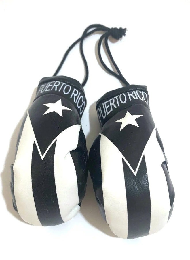 Hendel Set of Puerto Rico Black & White Window Hanging Car Flag, & Puerto Rico Black & White Boxing Glove - Image 4