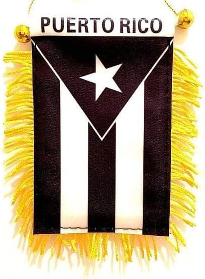 Hendel Set of Puerto Rico Black & White Window Hanging Car Flag, & Puerto Rico Black & White Boxing Glove - Image 5