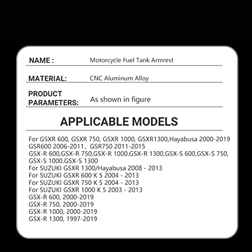 Motorcycle Grab Bar Fuel Tank Armrest Front Passenger Hand Grip for Suzuki GSXR 600 750 1000 1300 2004-2017 Motorcycle Accessories (Blue) - Image 5