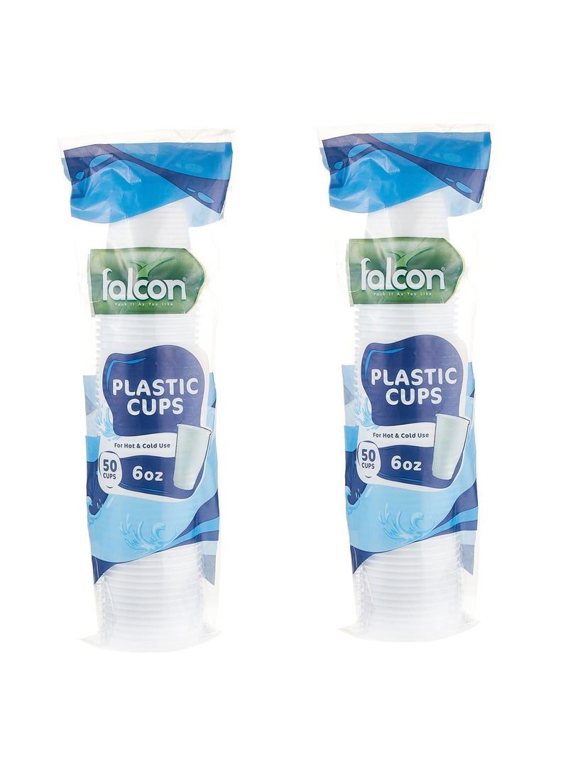 Falconpack falcon pack Of 2 X 50 Pcs Plastic Cups 6oz - Image 1