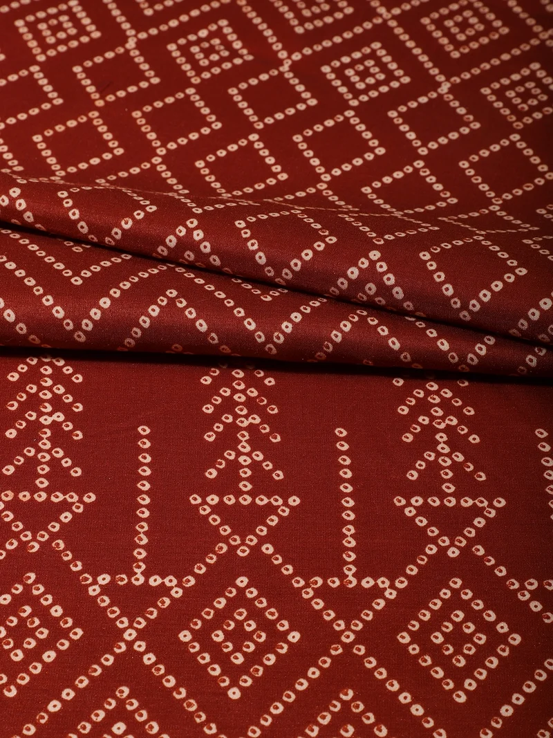 أيه كيه إس Maroon Bandhani Zig-Zag Fabric