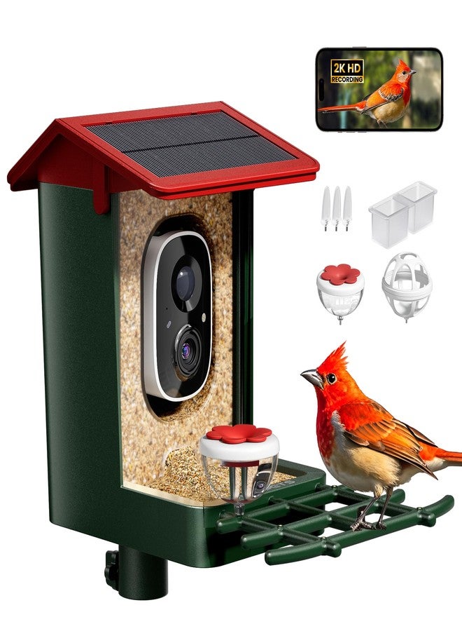HEAPETS Smart Bird Feeder with Camera Solar Powered- AI-Powered 1080P HD Video, 10,000+ Species Recognition, Real-Time App Alerts, and Weatherproof Design for Effortless Birdwatching, Gift for Bird Lovers - Image 1