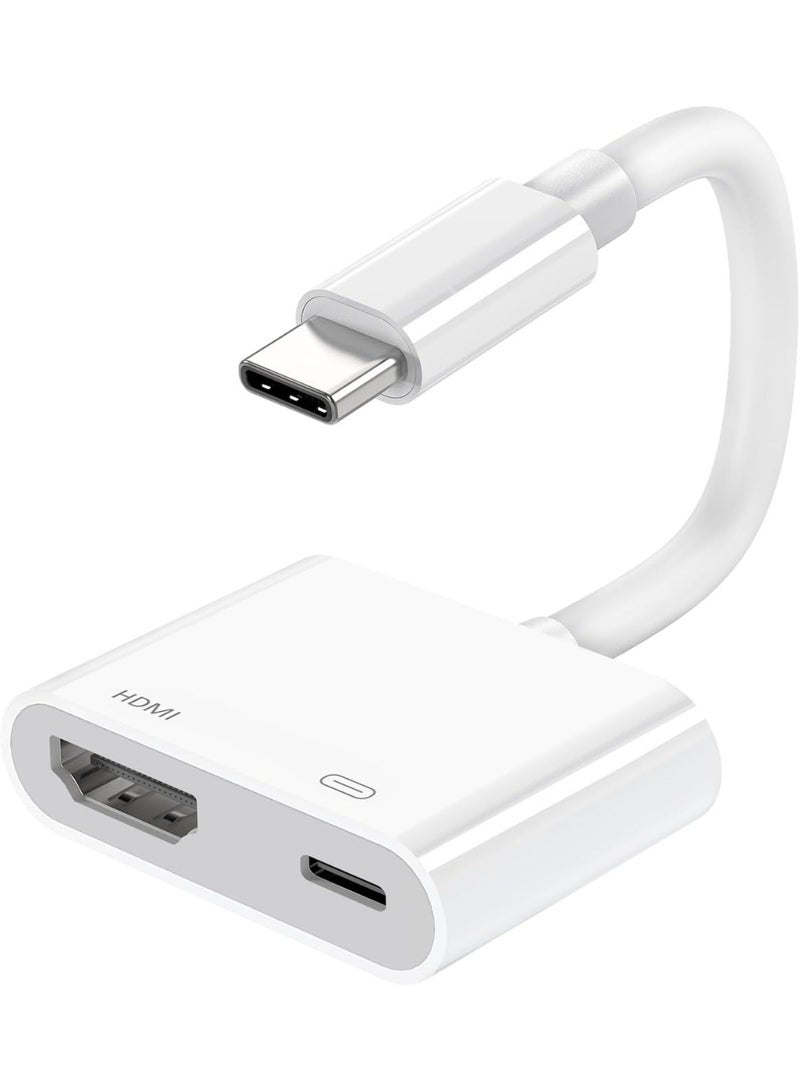 محول USB-C إلى HDMI لجهاز iPhone 17 إلى التلفاز، كابل محول AV الرقمي USB-C بمزامنة الشاشة بدقة 4K مع شحن سريع، قابل للتشغيل الفوري لأجهزة iPhone 15/16/17 Pro Max/Air وMacBook Pro وiPad Pro. - Image 1