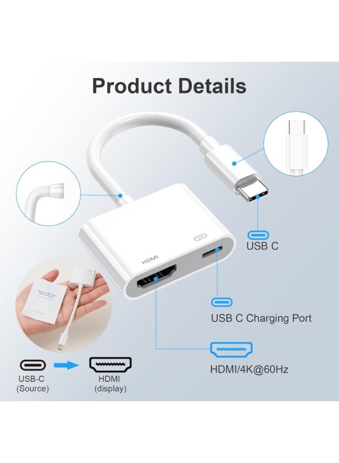 محول USB-C إلى HDMI لجهاز iPhone 17 إلى التلفاز، كابل محول AV الرقمي USB-C بمزامنة الشاشة بدقة 4K مع شحن سريع، قابل للتشغيل الفوري لأجهزة iPhone 15/16/17 Pro Max/Air وMacBook Pro وiPad Pro. - Image 5