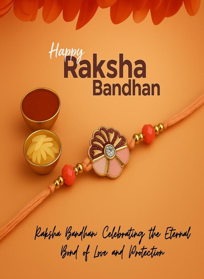 Sage Square Raksha Bandhan Evil Eye Rakhi for Brother with Roli Chawal | Resin Handcrafted Thread | Gift for Bhai with Designer Elements (Design 4) - Image 2