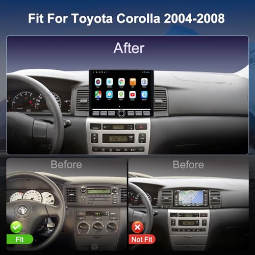 Fuosuc 4G LTE QLED radio for Toyota Corolla 2003 2004 2005 2006 2007 2008 upgrade,8-Core CPU touch screen Stereo,Wireless CarPlay & Android Auto,Free camera - Image 2