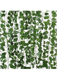 Generic Artificial Vines Greenery Garland Fake Hanging Leaves Faux Foliage Plants for Wedding Party Garden Home Kitchen Office Wall Decorations(2 Packs,24 Pieces)  - Image 2
