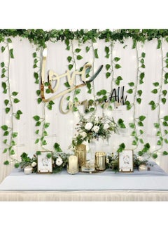 Generic Artificial Vines Greenery Garland Fake Hanging Leaves Faux Foliage Plants for Wedding Party Garden Home Kitchen Office Wall Decorations(2 Packs,24 Pieces)  - Image 3