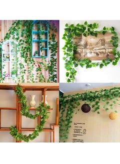 Generic Artificial Vines Greenery Garland Fake Hanging Leaves Faux Foliage Plants for Wedding Party Garden Home Kitchen Office Wall Decorations(2 Packs,24 Pieces)  - Image 5