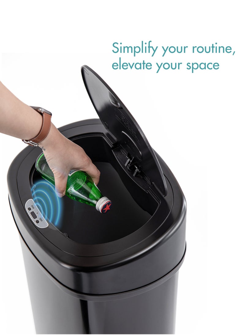 Ninestars Automatic Touchless Infrared Motion Sensor Trash Can, Electric Modern Stain Resistant Garbage Bin for Kitchen Office Living Room 13 Gal 50L Steel Base  - Image 3