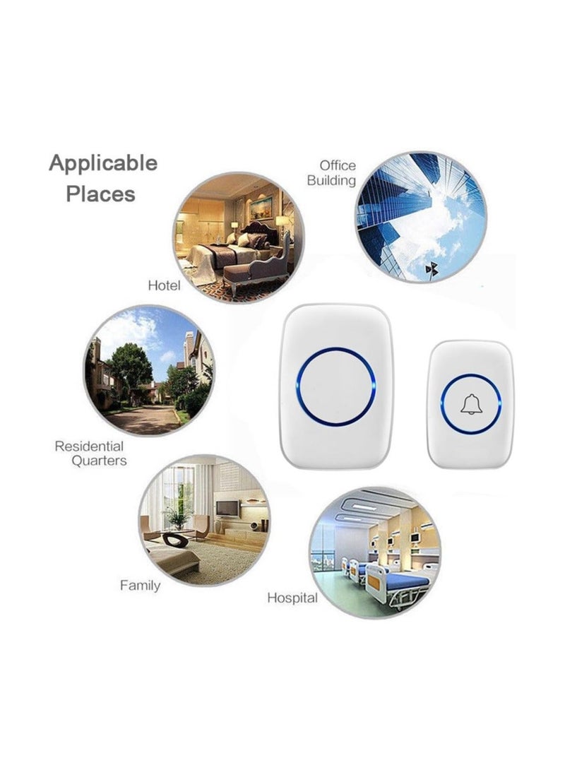Wireless Doorbell, Waterproof Door Bell Kit, Distinguish front and rear doors, Over 1000 feet Range,60 Chime, 5 Levels Volume, LED Flash, for Home Office Classroom(White British Standard Plug) - Image 4
