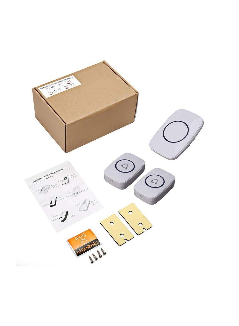 Wireless Doorbell, Waterproof Door Bell Kit, Distinguish front and rear doors, Over 1000 feet Range,60 Chime, 5 Levels Volume, LED Flash, for Home Office Classroom(White British Standard Plug) - Image 5