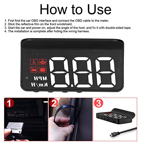 ciciglow OBD2 HUD , Car HUD Speedometer Display Windshield Projector MultiFunction Gauge Alarm Fatigue Driving Reminder - Image 3