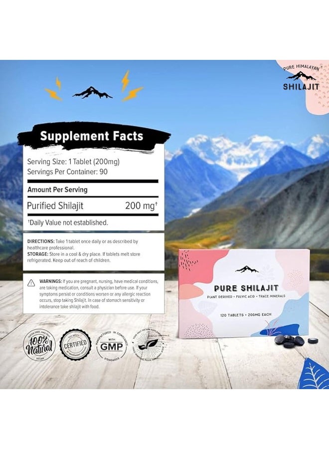 Pure Himalayan Shilajit Pure Shilajit Tablets 90ct. (200mg Each) - Plant Derived Fulvic Minerals for Metabolism and Immune System Support - Image 5
