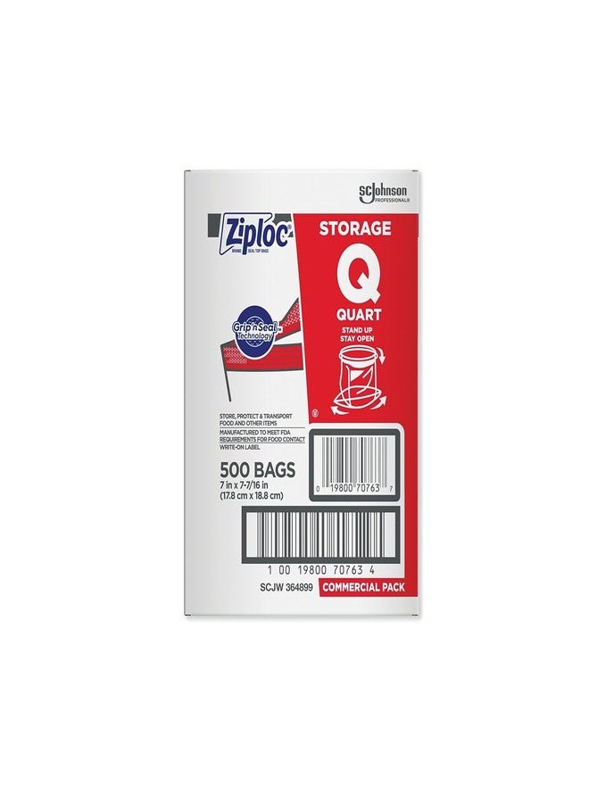 Diversey Ziploc 94601 Double Zipper Storage Bags, Plastic, 1qt, Clear, Write-On ID Panel (Box of 500) - Image 3