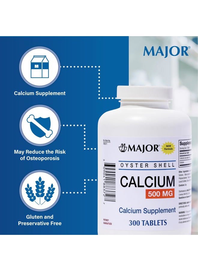 Major Pharmaceuticals Major Oyster Shell Calcium 500 mg - Daily Calcium Supplement - 300 Tablets - Image 4