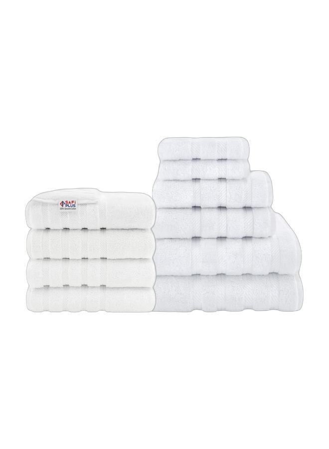 Safi Plus Premium Bath Towels Set Pack of 4-100% Combed Cotton Towels - 70x140 cm - Soft Feel, Quick Dry, Highly Absorbent Bathroom Cotton Towels, Bright White & Towel Set Luxury Hotel Quality 600 GSM Genuine Combed Cotton, Super Soft & Absorbent Family Bath Towels 6 Piece Set -  2 Bath Towels, 2 Hand Towels, 2 Washcloths - Bright WhiteBundle - Image 1