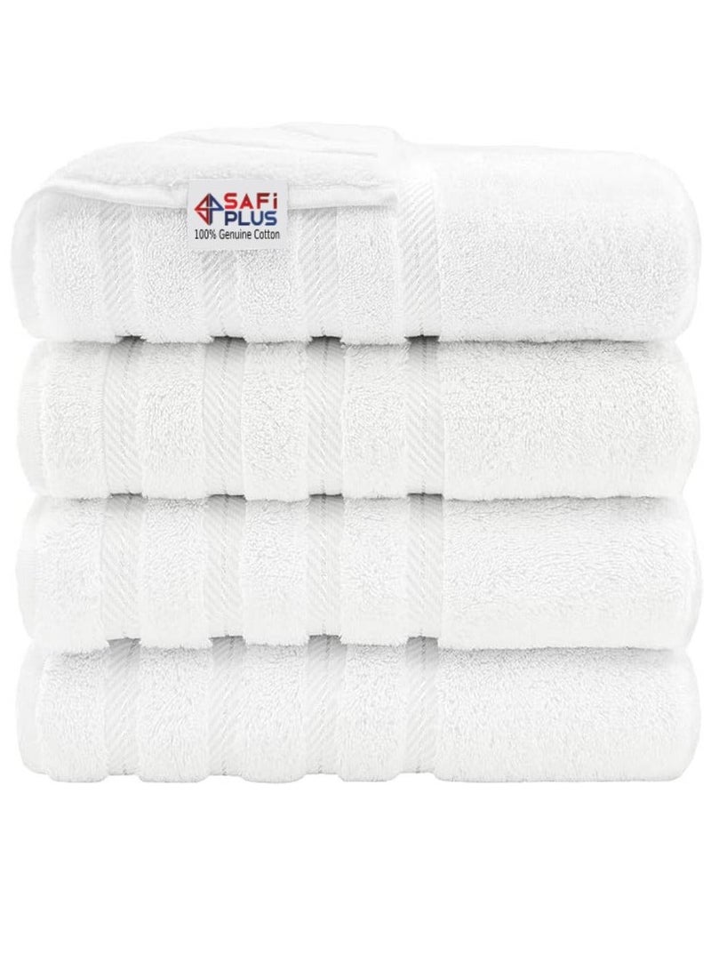 Safi Plus Premium Bath Towels Set Pack of 4-100% Combed Cotton Towels - 70x140 cm - Soft Feel, Quick Dry, Highly Absorbent Bathroom Cotton Towels, Bright White & Towel Set Luxury Hotel Quality 600 GSM Genuine Combed Cotton, Super Soft & Absorbent Family Bath Towels 6 Piece Set -  2 Bath Towels, 2 Hand Towels, 2 Washcloths - Bright WhiteBundle - Image 2