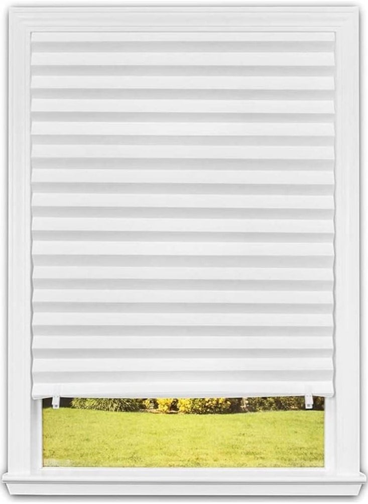 GUDOO - Pleated Window Shades Blackout Pleated Paper Shade Light Filtering Non-woven Blinds Window Easy To Install for Bedroom Bathroom Living Room Kitchen 60 cm x 150 cm White - Image 1