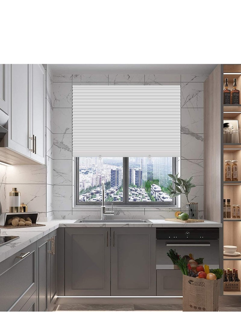 GUDOO - Pleated Window Shades Blackout Pleated Paper Shade Light Filtering Non-woven Blinds Window Easy To Install for Bedroom Bathroom Living Room Kitchen 60 cm x 150 cm White - Image 1