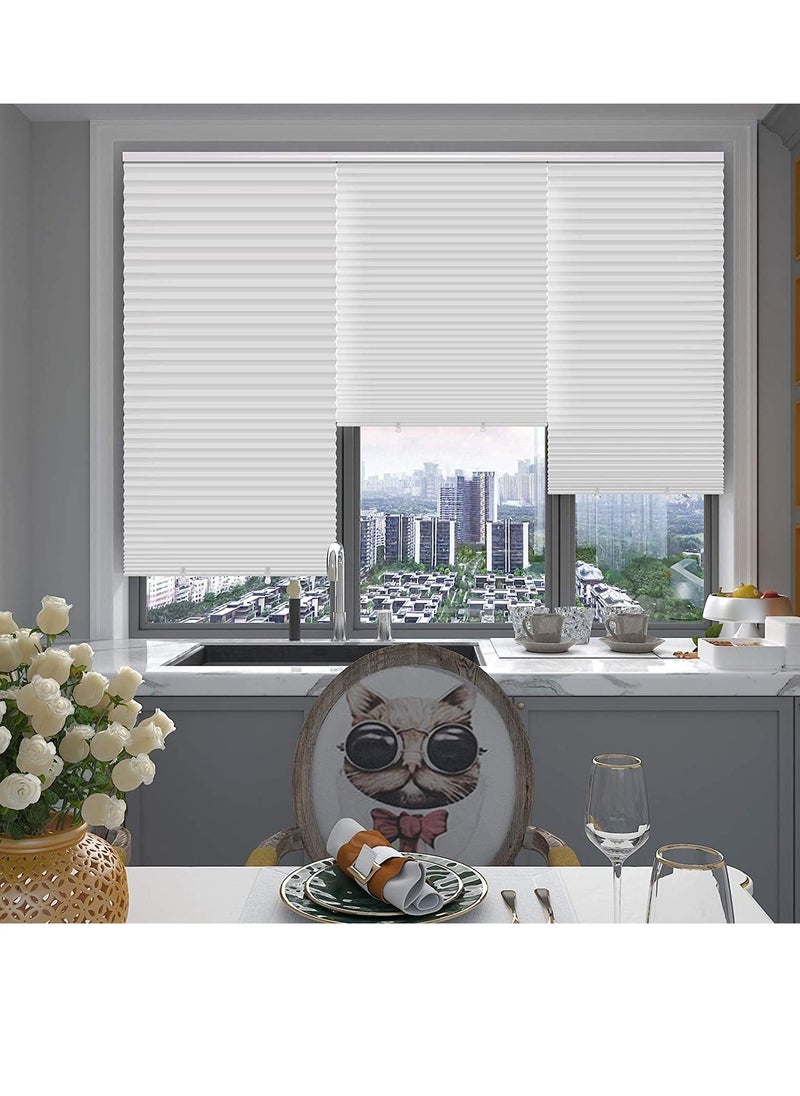 GUDOO - Pleated Window Shades Blackout Pleated Paper Shade Light Filtering Non-woven Blinds Window Easy To Install for Bedroom Bathroom Living Room Kitchen 60 cm x 150 cm White - Image 1