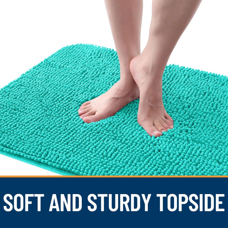 OLANLY Dog Door Mat for Muddy Paws 30x20, Absorbs Moisture and Dirt, Absorbent Non-Slip Washable Doormat, Quick Dry Chenille Mud Mat for Dogs, Entry Indoor Entryway Carpet for Inside Floor, Teal - Image 4