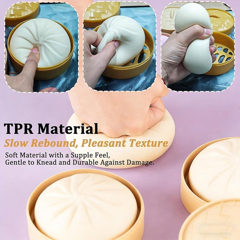 LESONG Giant Dumpling Squishy, Squishy Dumpling Toy, Mystery Jumbo DumplingSquishy, Cute Anxiety Relief Fidget Toy, Soft Squeeze Decompression Dough for Adults & Teens(Off-White) - Image 5