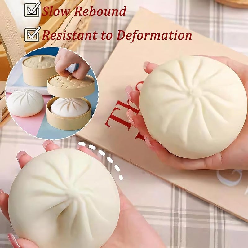 LESONG Giant Dumpling Squishy, Squishy Dumpling Toy, Mystery Jumbo DumplingSquishy, Cute Anxiety Relief Fidget Toy, Soft Squeeze Decompression Dough for Adults & Teens(Off-White) - Image 3