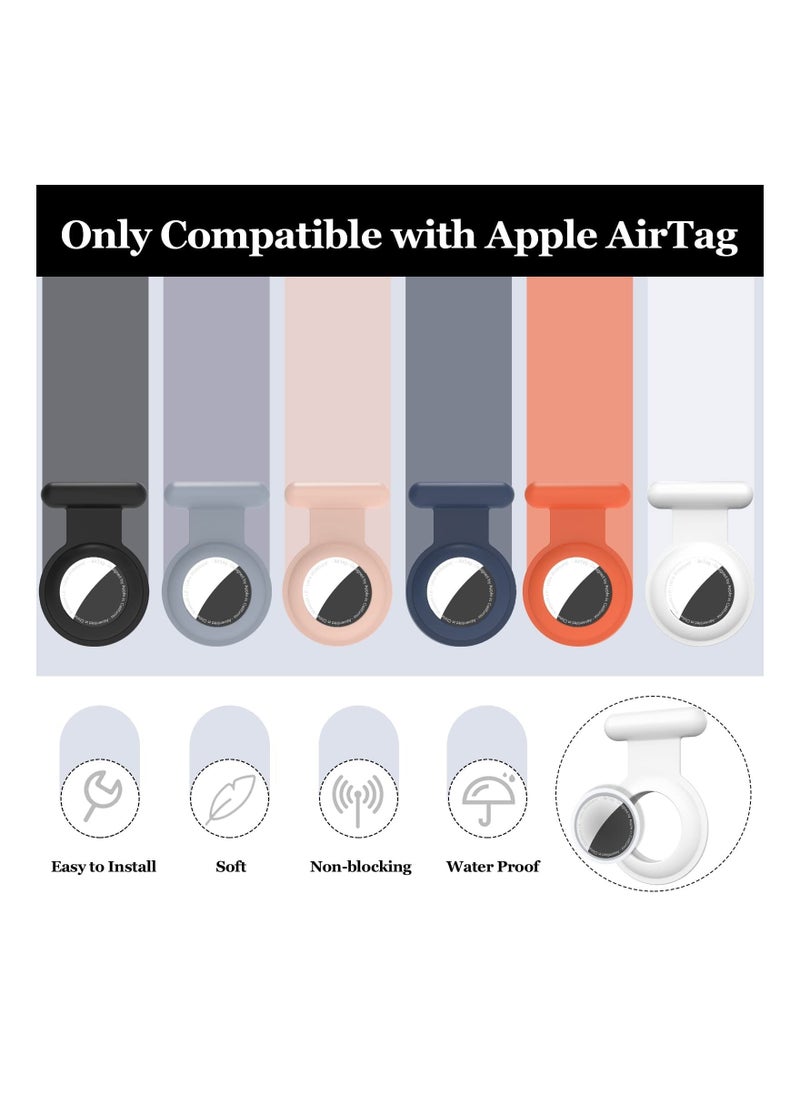 Y&D - Airtag Holder for Kids, 6 Pack Silicone AirTag Case with Invisible Pin, Hidden Apple Air tag Protective Cover Clothing Backpack Luggage (Black, Gray, Navy, White, Pink, Red) - Image 1